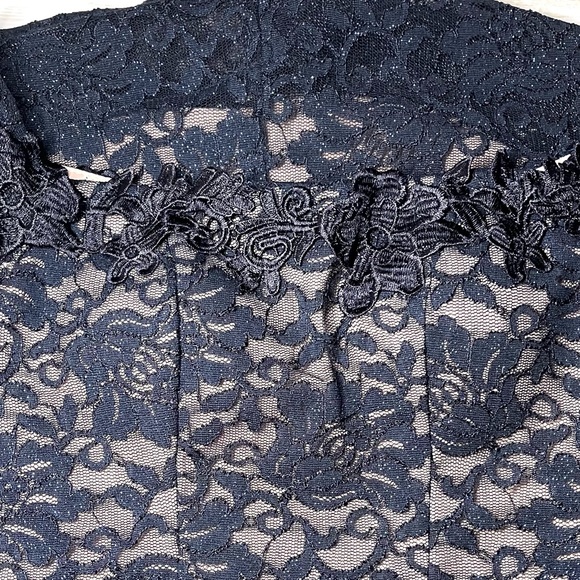 Sequin Hearts Off the Shoulder Navy Short Formal/cocktail Glitter Lace Dress 0 - Picture 8 of 9